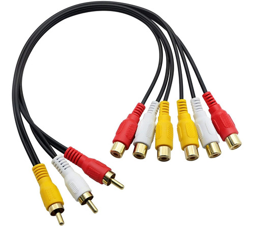 Cable Divisor De Audio Y Video De 3 Rca Macho A 6 Rca Hem...