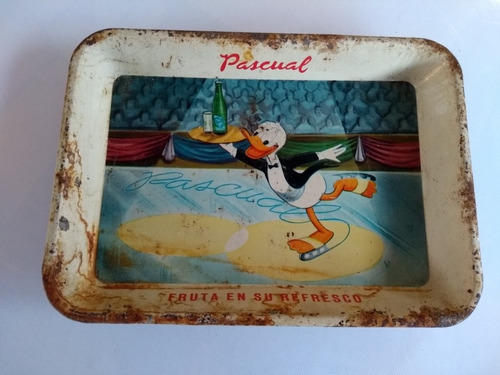Antigua Charola De Refresco Pato Pascual Original De Uso (Usado)