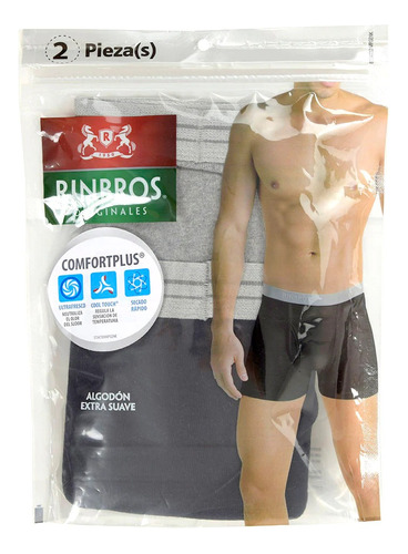 Rinbros Boxer Medio Algodón Paquete 2 Piezas Hombre 2302