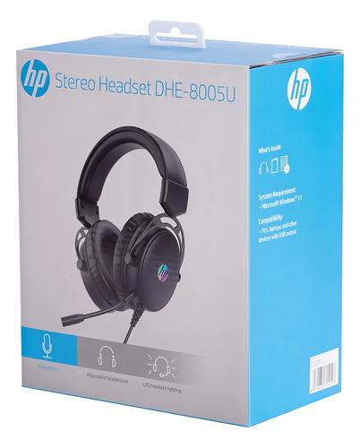 Auriculares supraaurales HP Gamer DHE-8005u DHE-8005u negros con luz LED azul