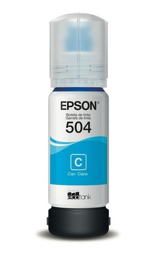 Botella Tinta Original Epson T504 Para Impresora Color Cian