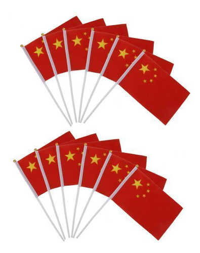 2 Paquete De 2 A 6 Banderas De China Ondeando A Mano De 12 8