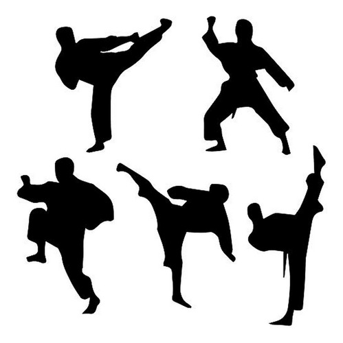 Vinilo Decorativo Taekwondo Silhouette 17 X51  (negro)