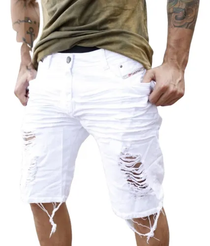 Short Jeans Branco Rasgado MercadoLivre