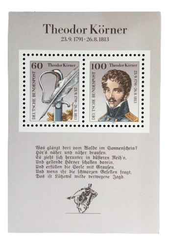 Alemania, Bloque Mi 25 Theodor Körner 1991 Mint L16213