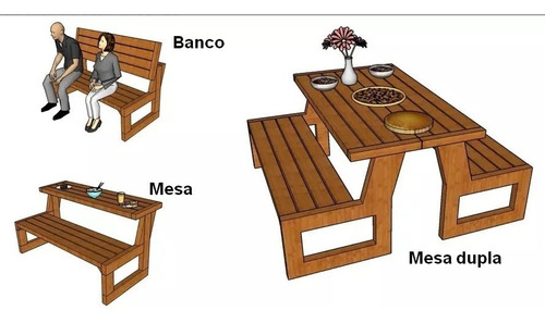 Projeto Completo Banco Vira Mesa Marcenaria Pdf + 3 Brindes