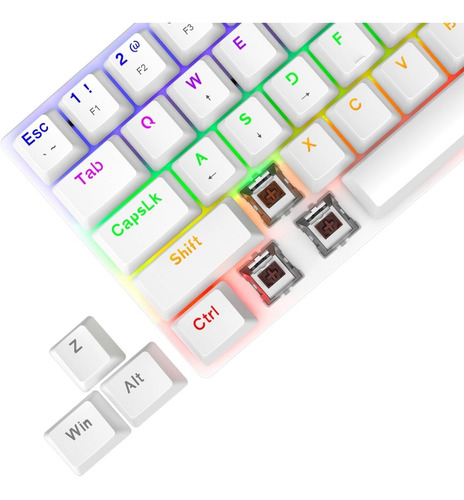 Imagen 9 de 9 de Teclado Gamer Mecanico 60% T-dagger T-tgk321w Arena Blanco F