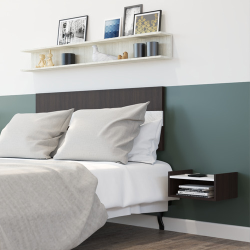 Cabecera King Size De Pared Minimalista Bicolor Carrara Color Chocolate Texturizado /carrara