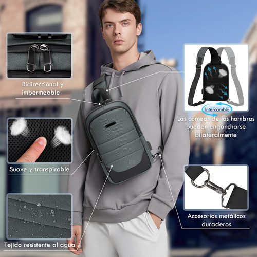 Mochila Cruzada Para Hombre Antirrobo Bolso Para Hombre
