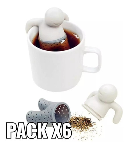 Pack X6 Infusor De Te De Silicona Hombrecito Colador Te