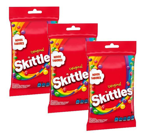 Kit 3 Bala Skittles Fruits - Sabor 95g