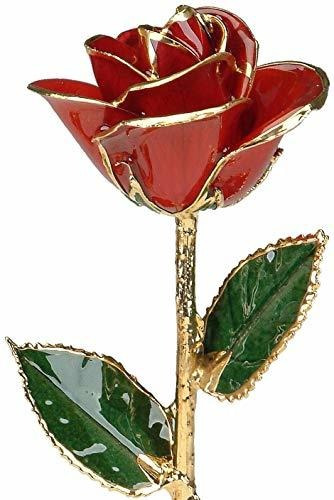 Rosas De Oro Rojo De 24 K Por Oro Vivo - Rosa Real Bañada E