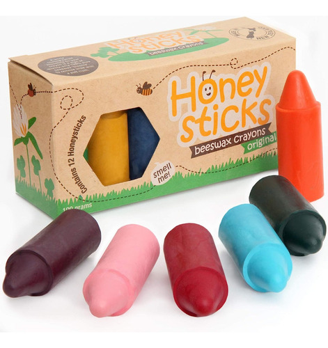 Crayones De Cera De Abeja 100% No Toxicos 12 Pzs Niños Bebes