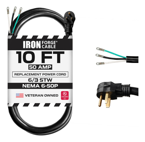 Iron Forge Cable Cable De Extension Nema 6-50 De 10 Pies Con