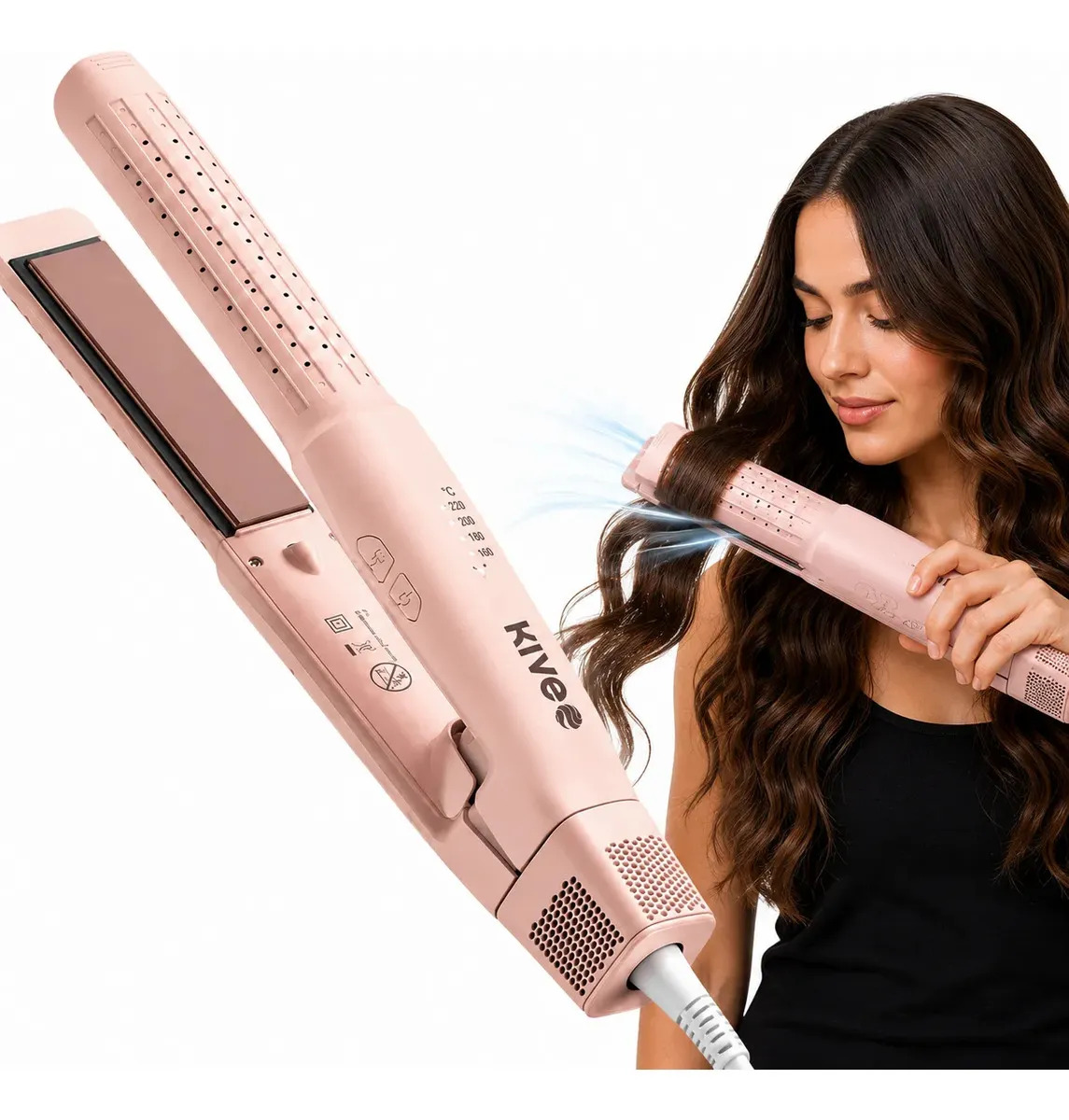 Chapinha 2 Em 1 Kive KV-865 Profissional Bivolt Alisa E Faz Cachos