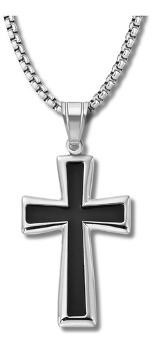 Collar Para Hombre Mujer Con Dije Cruz Catolica Color Plata
