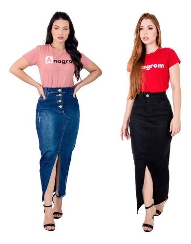  2 Saias Feminina Evangelica Jeans Longa Escolha Os Modelos