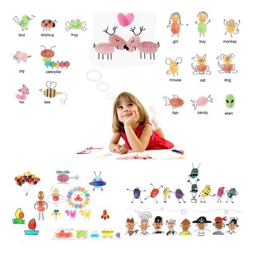 Almohadillas De Tinta De Dedo, 20 Colores Lavables