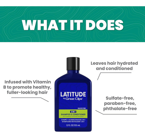 Great Clips Latitude Shampoo + Condicionador 2 Em 1 | Conjun