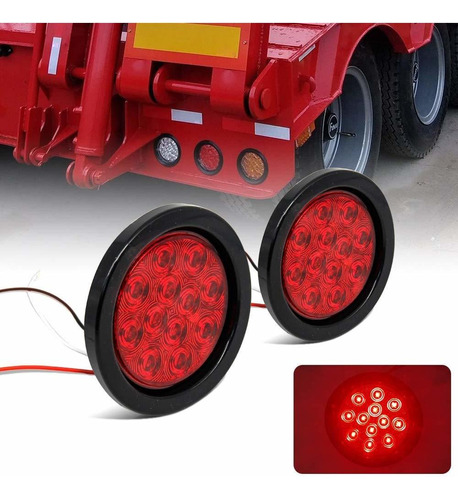 Novalite 2 Luz Led Redonda 12 V 4  Color Rojo Para Freno Al