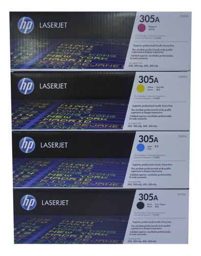 Combo Toner Hp 305 Negro Y Colores Originales Para M300 M400