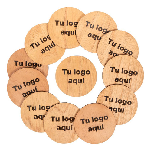 10 Posavasos De Madera Con Logo