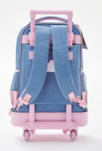 Mochila Con Carro 18 Pulgadas 2 Ruedas Desmontable Chic Fw Color Jeans Claro Cierre Rosa Diseño De La Tela Chic 201226