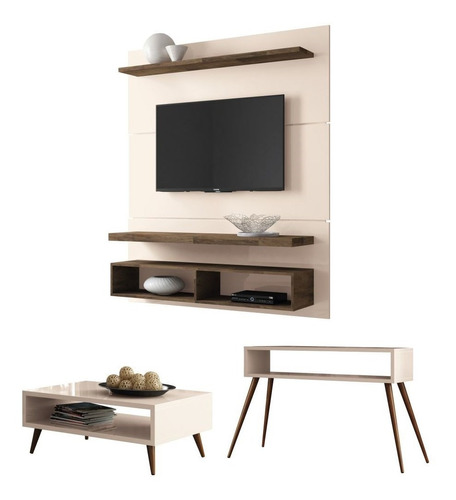 Painel Tv Life 1.3 Com Mesa De Centro Lucy E Aparador Quad O