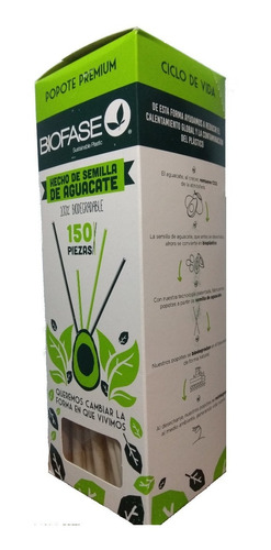 Caja Con 150 Popotes Biodegradables De Semilla De Aguacate