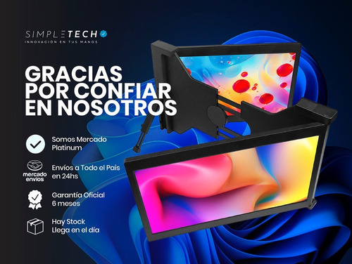 Imagen 7 de 7 de Monitor Gamer Doble 12 Notebook Usb Portátil Home Office