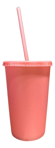 Vaso Con Popote 21 Pzas Reusable Personalizados Todos 16oz Rosa Aperlado
