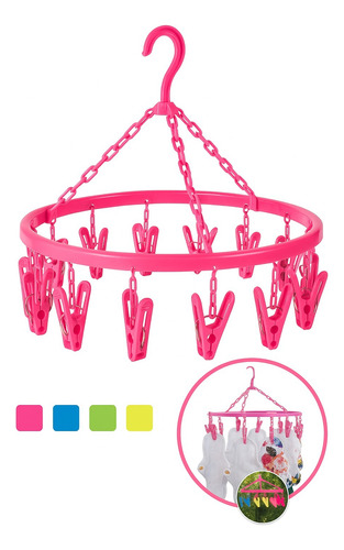 2 Pzs Carrusel Colgadero Tendedero De Calcetines Pinzas Ropa Rosa Chicle
