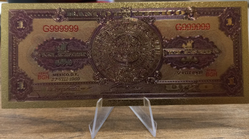 Billete De 1 Peso De Metal Con Chapa De Oro (Usado)