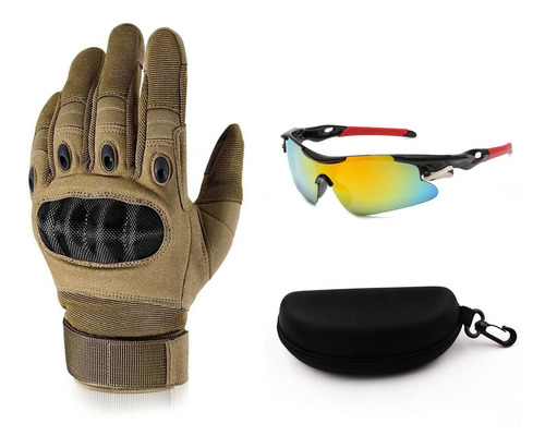 Kit De Luvas Antiderrapantes Del Ejército Tático + Gafas Uv