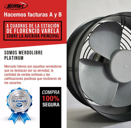 Imagen 10 de 10 de Extractor Aire Emv Semi Industrial 25 Cm Reversible Motor Con Rulemanes