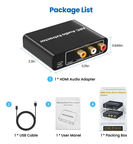 Adaptador Hdmi Arc, Extractor De Audio Arc Con Toslink Ópt.
