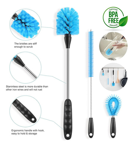 Juego De 5 Cepillos Para Limpiar Botellas, Cepillo De Limpie