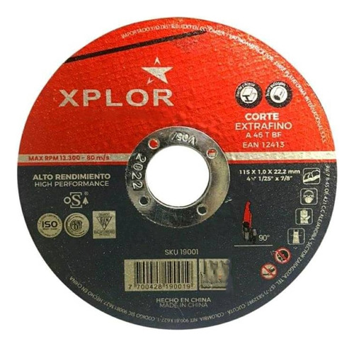 Discos De Corte Xplor 4-1/2 Pulgadas X 3 Discos