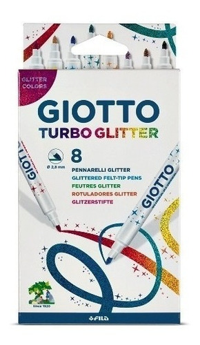 Marcadores Glitter Con Brillantina Giotto 8 Colores | Escool
