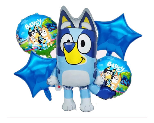 Kit 5 Globos De Bluey Para Fiesta Temática.