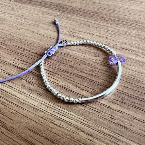Pulsera Mariposa Swarovski Rosa Y Plata .925 Agálea Joyería
