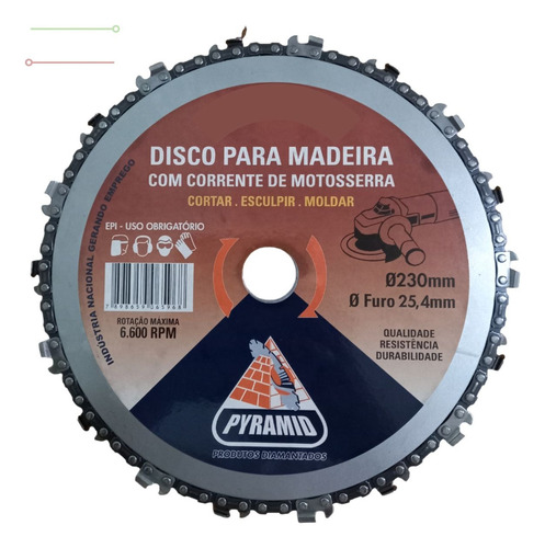 Disco Para Roçadeira C/ Corrente Moto Serra 18 Dentes 230mm Cor Cinza