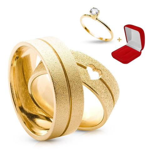 Lindo Par Alianças Banhada Ouro 24k Com Zirconia