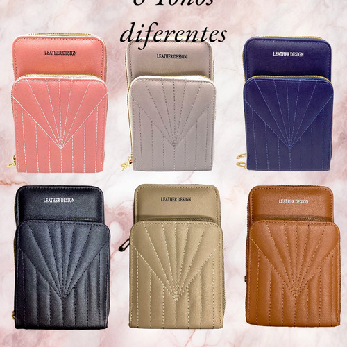 Cartera Mujer Porta Celular Correa Ajustable Con Cierres