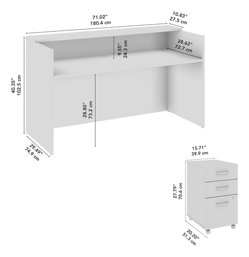 Bush Business Furniture Arrive Reception Desk With Shelf And