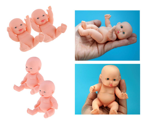 4 Piezas 11 Cm Realista Bebé Niña Muñeca Vinilo Recién