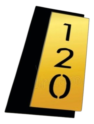 Placa De Endereço Grande Em Acrílico Adesivada. 40x20 Preto Com Dourado Metalizado