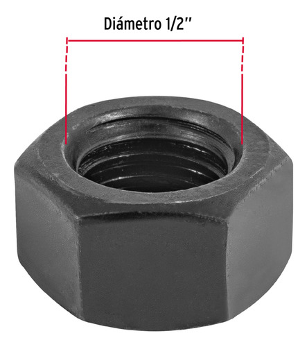 50 Tuercas 1/2'' Hexagonales Pavonadas, Grado 5 Fiero 44699