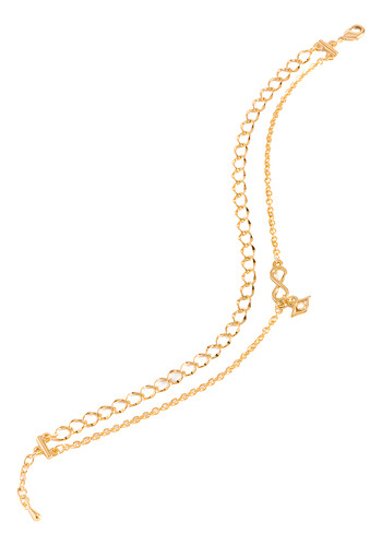 Pulsera En Baño De Oro Para Tobillo De Doble Cadena Con Dije
