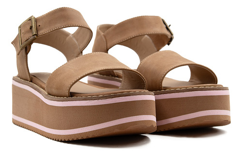 Sandalias De Mujer Cuero Vacuno Con Plataforma Fiori Paula